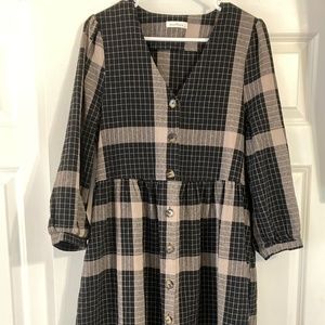Plaid Button-Down Dress